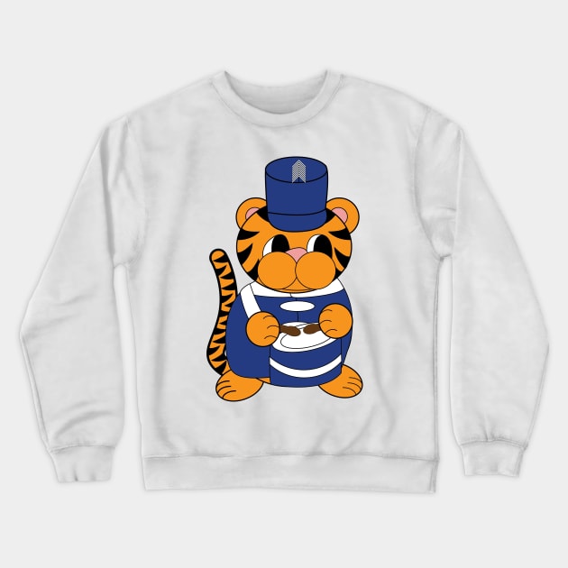 Marching Band Tiger Drum Blue and White Crewneck Sweatshirt by Beautiful Cuteness